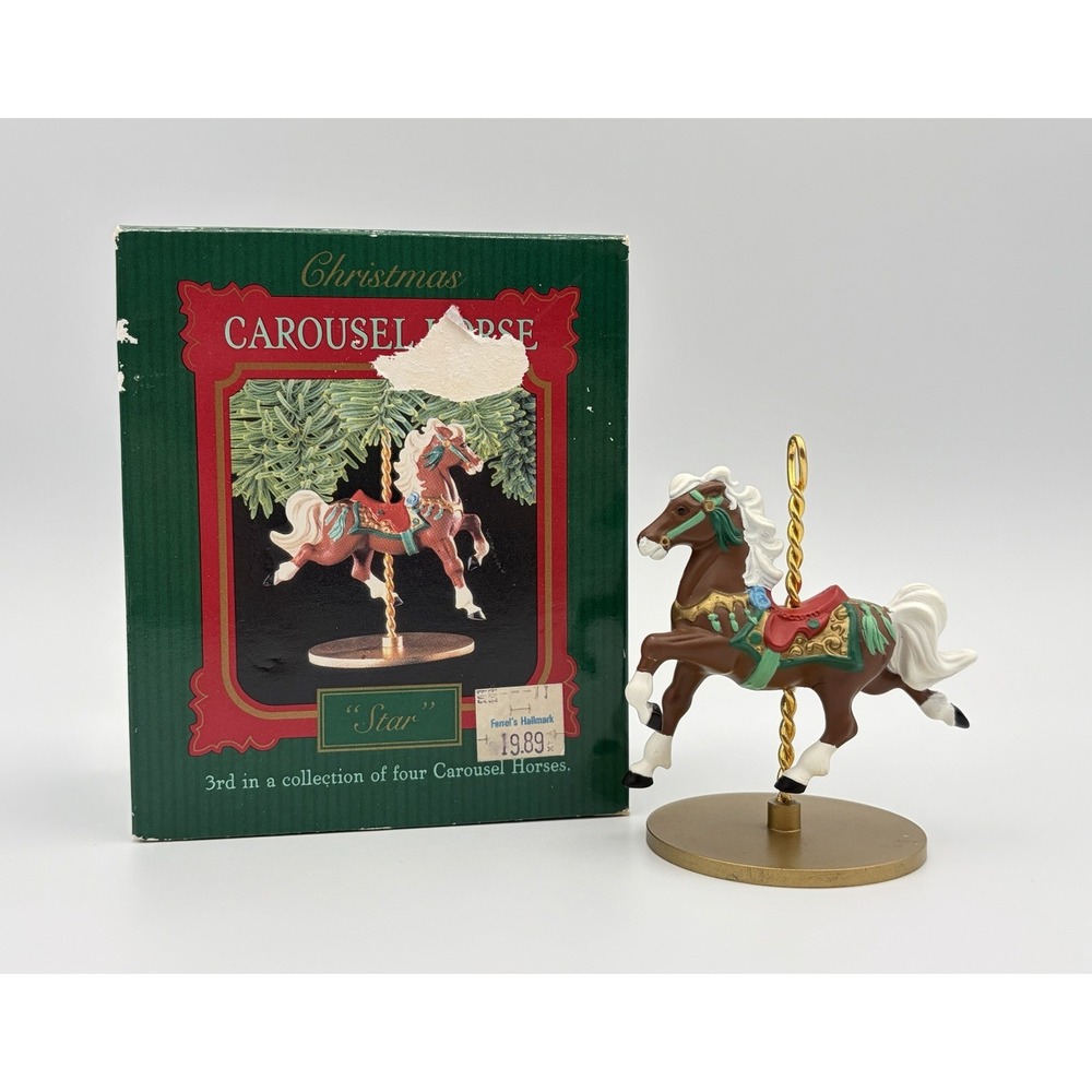 1989 Hallmark Keepsake Ornament Christmas Carousel Horse Star XPR9720 Vintage 2